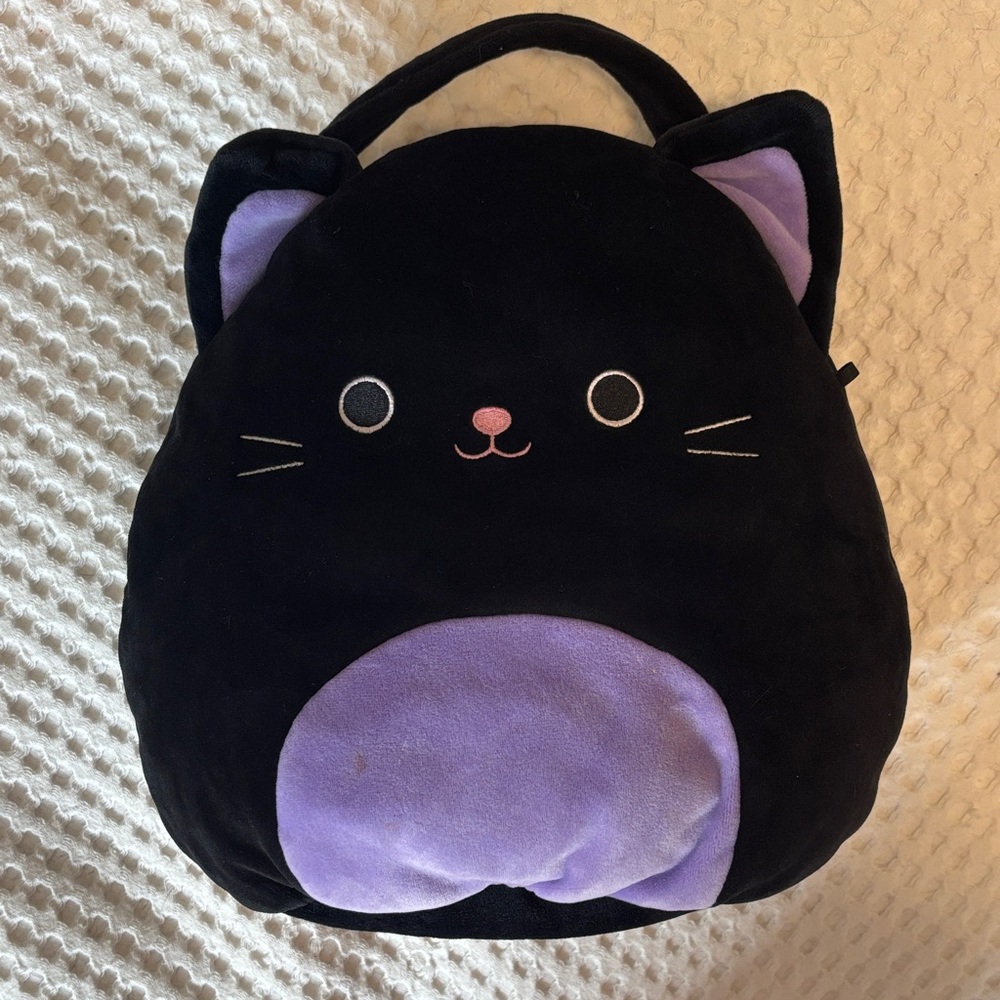 Squishmallows Black and Purple Cat Plush Trick-Or-Treat Bag